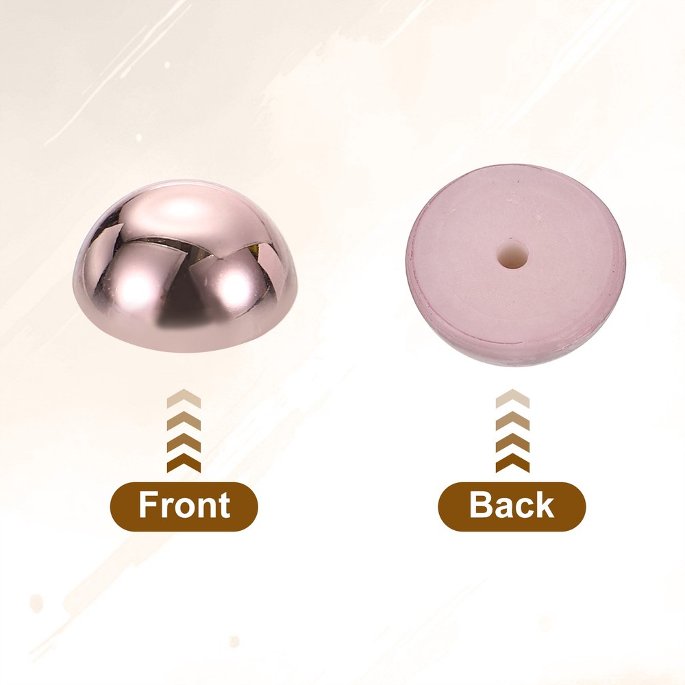 50Pcs Dome Studs 10mm Plastic Round Mushroom Flat Back Rivets Pink