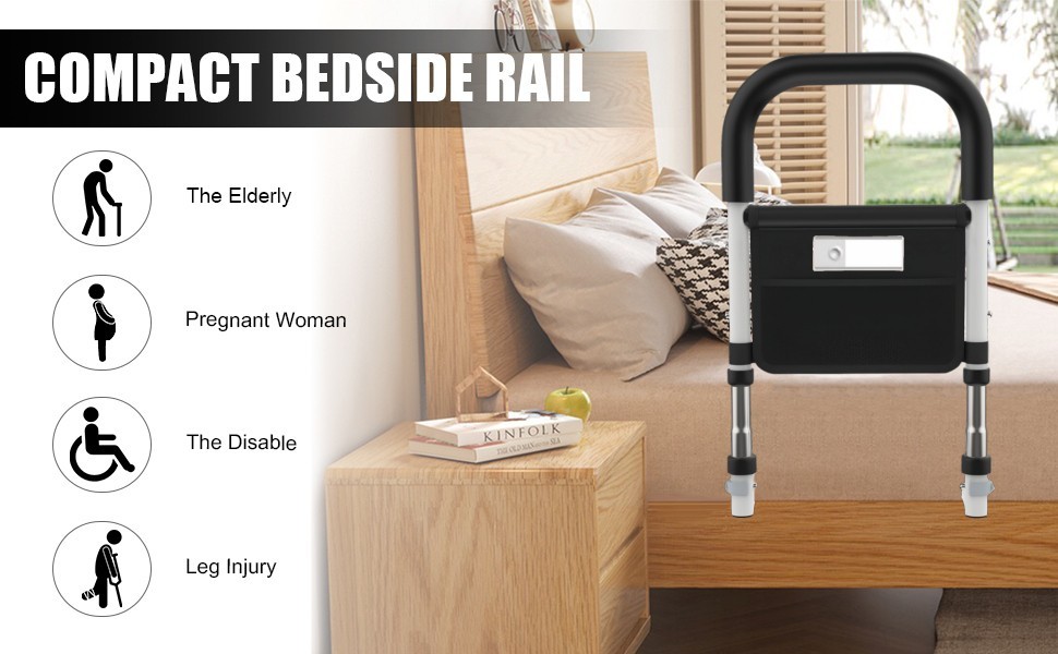 Bed Rails for Elderly Adults, Bed Side Assist Rail for Seniors with Motion Light