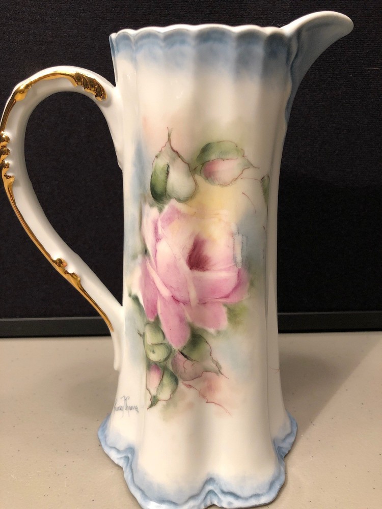 VINTAGE ROSEMARY THOMAS HAND PAINTED PITCHER