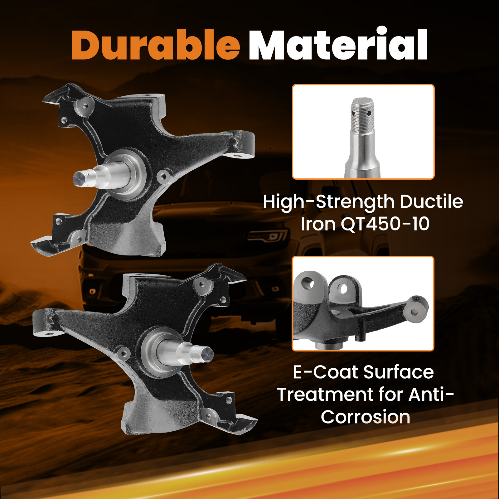 2" Drop Spindles For Chevy Silverado GMC Sierra C1500 2WD 88-98 w/ 1.25" Rotors