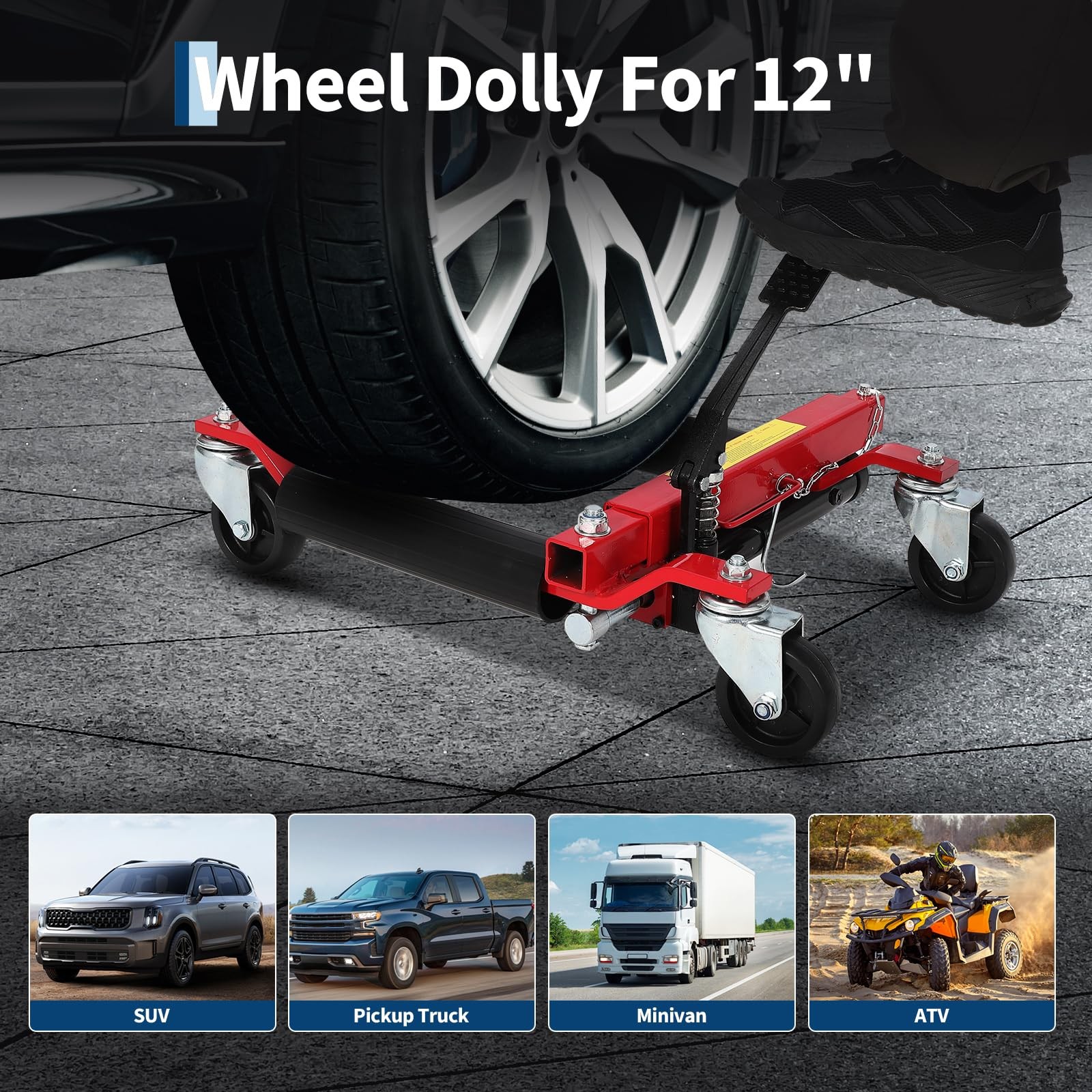 4 Set Car Wheel Dolly ,6000 Lbs Heavy Duty Hydraulic Vehicle Positioning Jacks