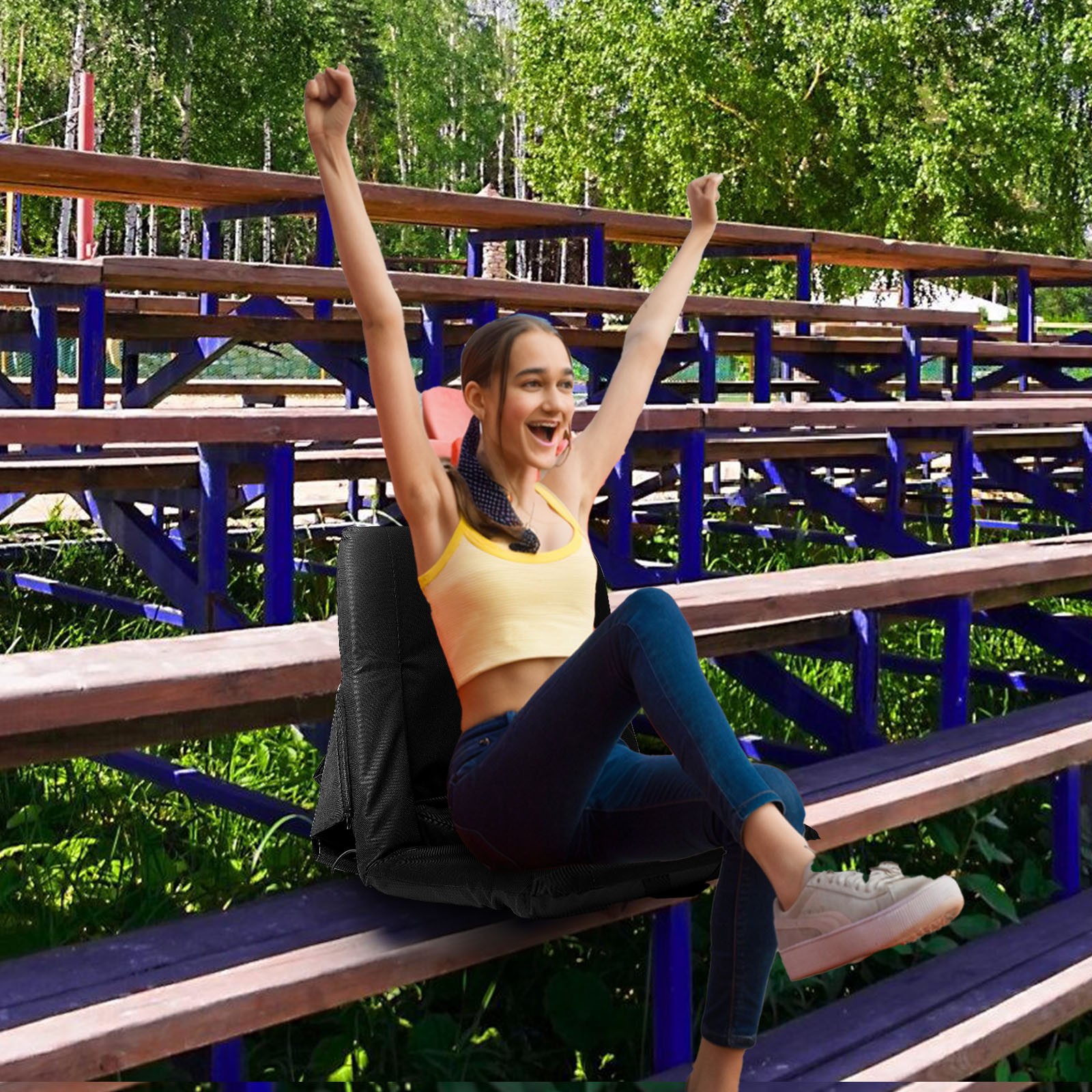 H&ZT Heated Stadium Seat for Bleachers with Back Support Standard / XXL Size