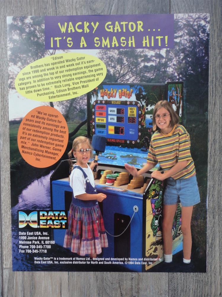 Wacky Gator Arcade Machine Flyer Data East Original Brochure