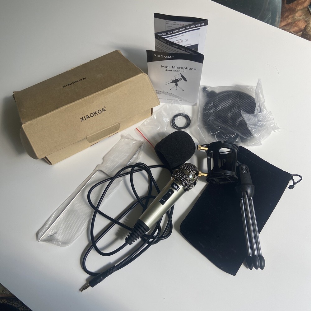 XIAOKOA Portable Mini Condenser Microphone M3 Stand Acoustic Pop Filter Cover