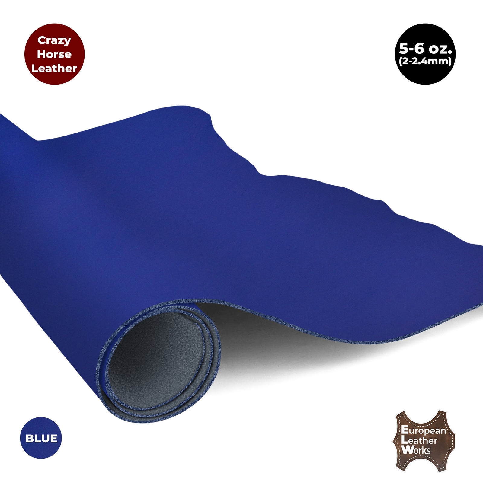 ELW Crazy Horse Leather 5-6 OZ (2-2.4mm) Full Grain Cowhide Handmade Leather