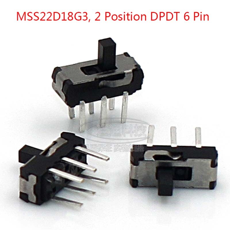 2 Position ON-OFF DPDT 2P2T 6 Pin PCB Panel Vertical Slide Switch Microswitch