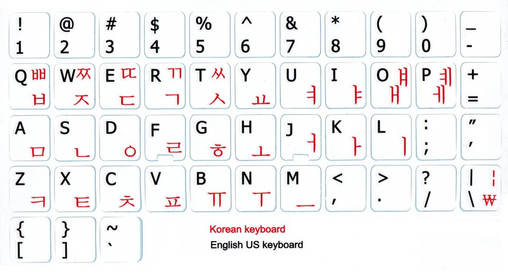 Korean-English keyboard sticker white