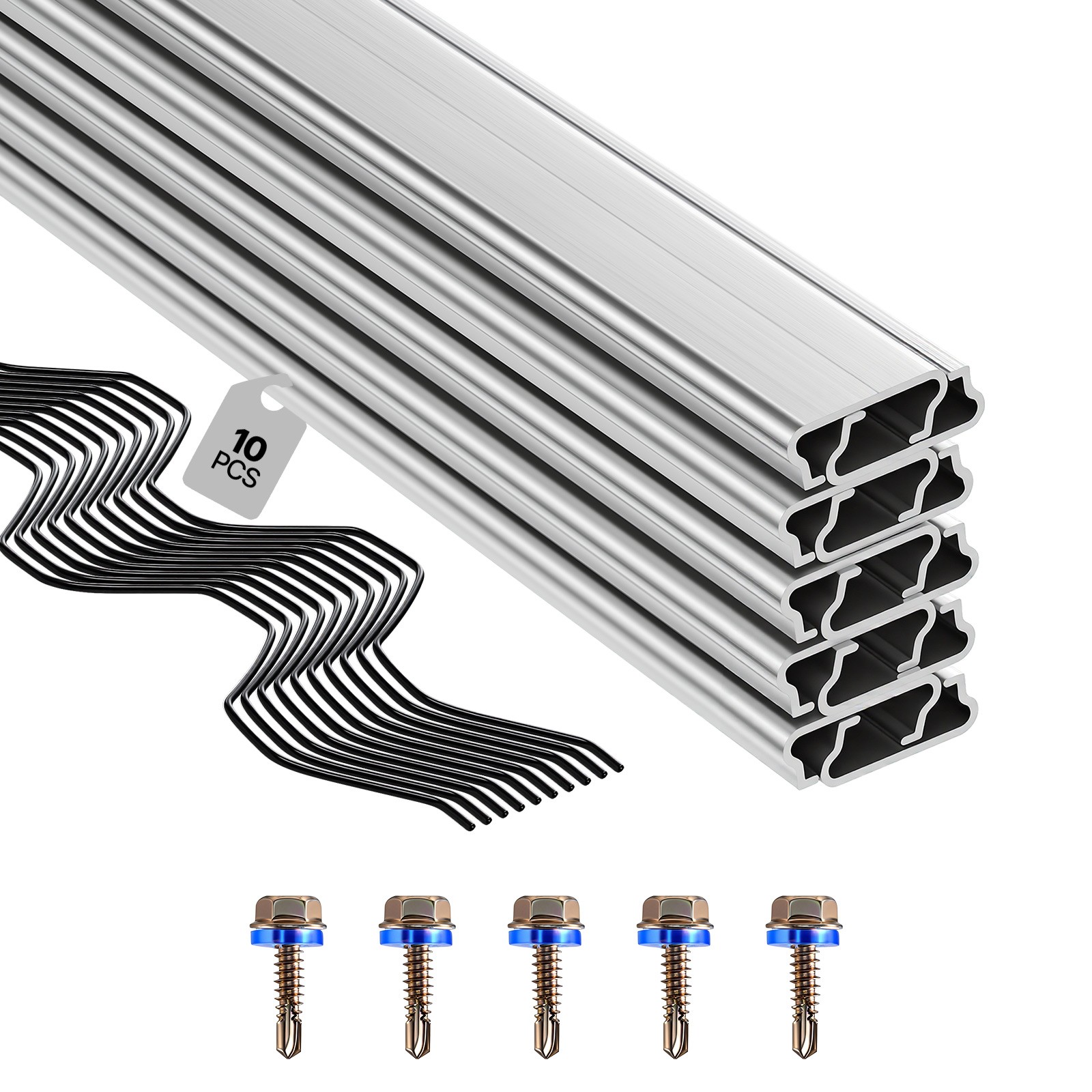 VEVOR Greenhouse Spring Wire & Lock Channel Aluminum Alloy 10 Packs 6.56 ft
