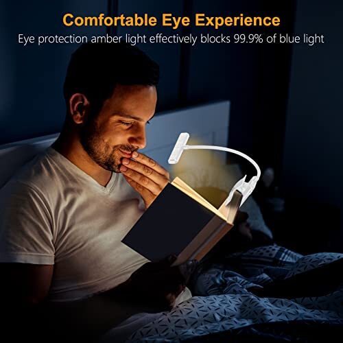 19 LED Rechargeable Book Light for Reading in Bed with Memory Function- White