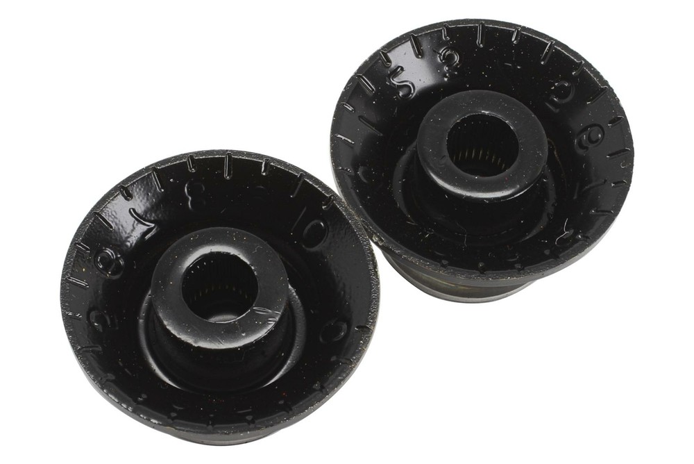 Vintage Correct Bell Hat Knobs Black with Silver Reflector US Set of 2