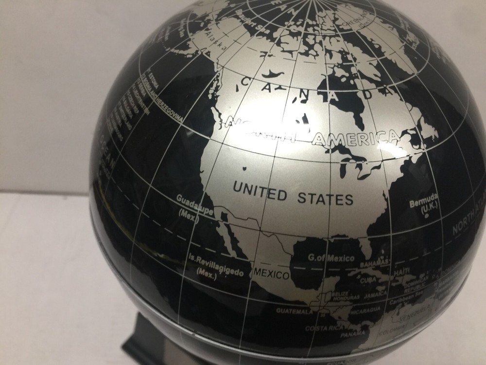 Solar Spinning Globe in Black & Silver Things Remembered