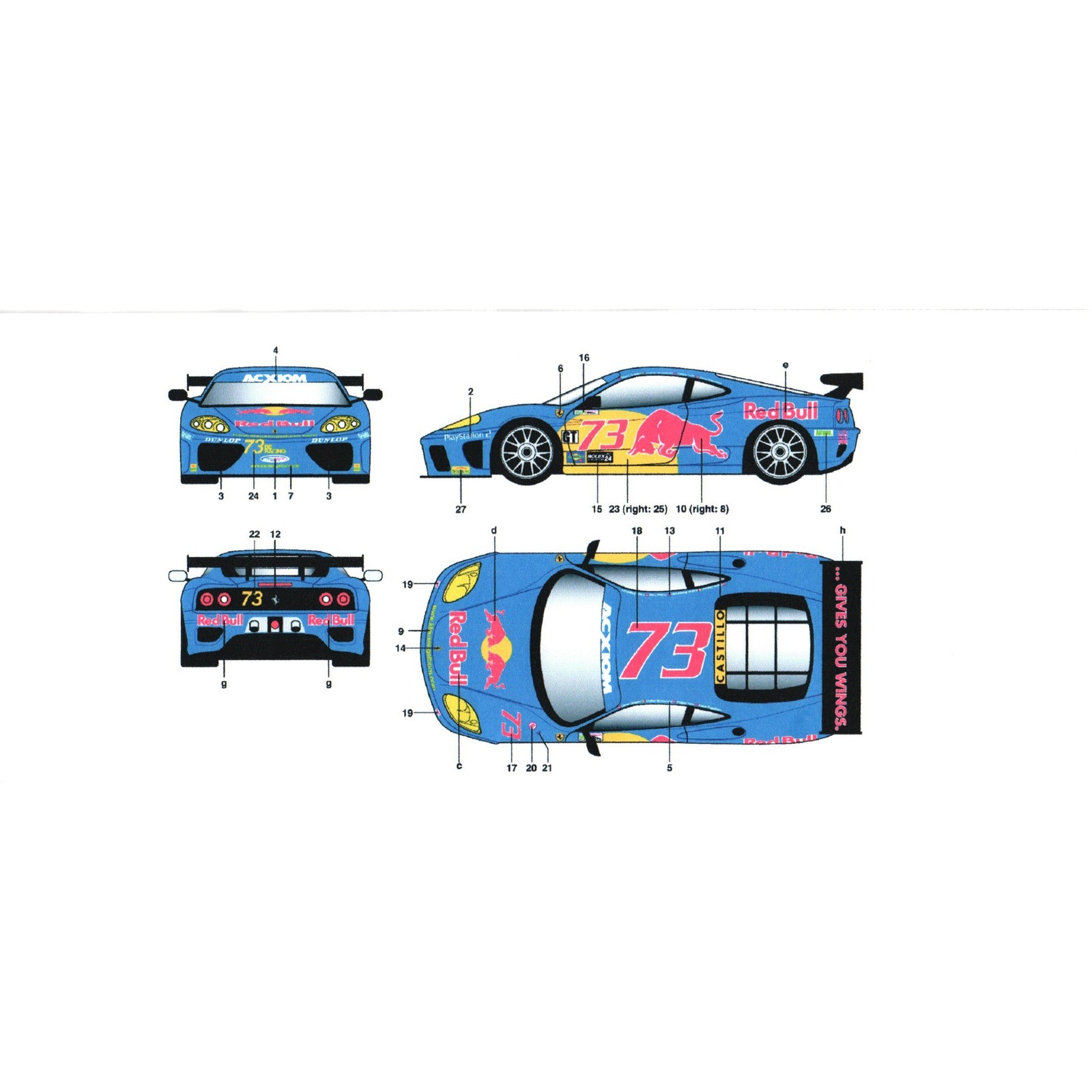 Red Bull Racing Decals Porsche 996 GT3 Ferrari 360 550 GT Cartograf FIA Daytona