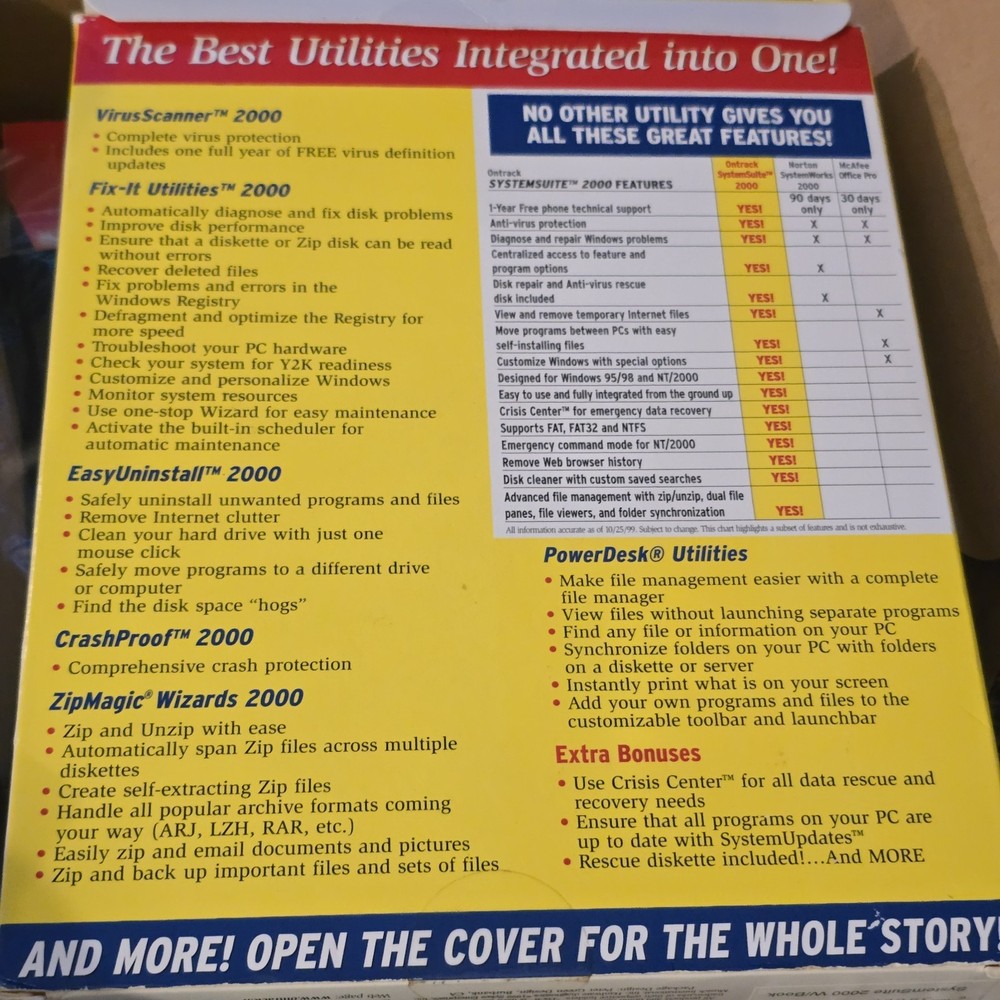 Ontrack SystemSuite 2000 Windows 98/95/2000 W/User Guide Big Box PC CD Rom/Disk
