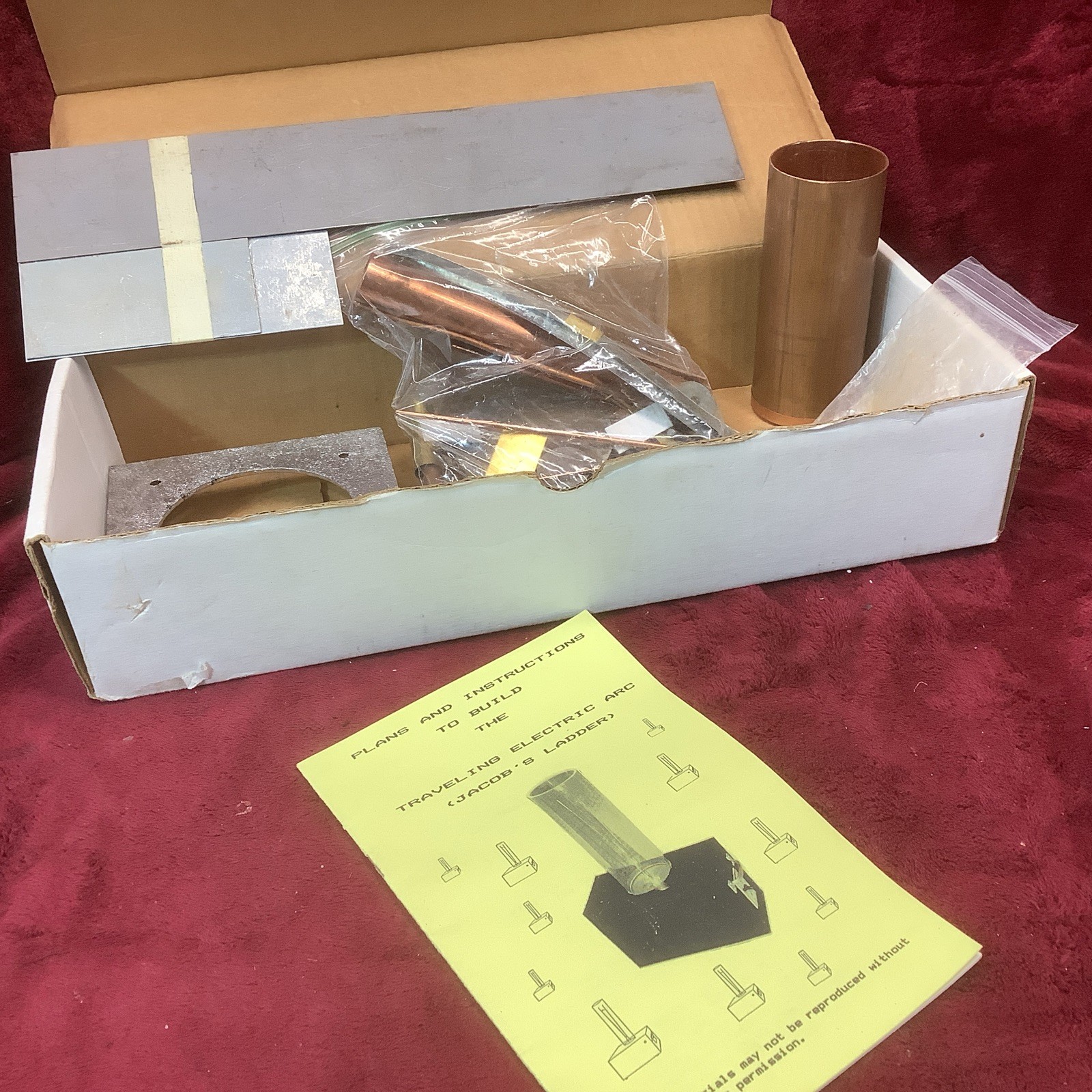 Jacob’s Ladder Climbing Arc Electric Generator Kit in Box Copper Parts