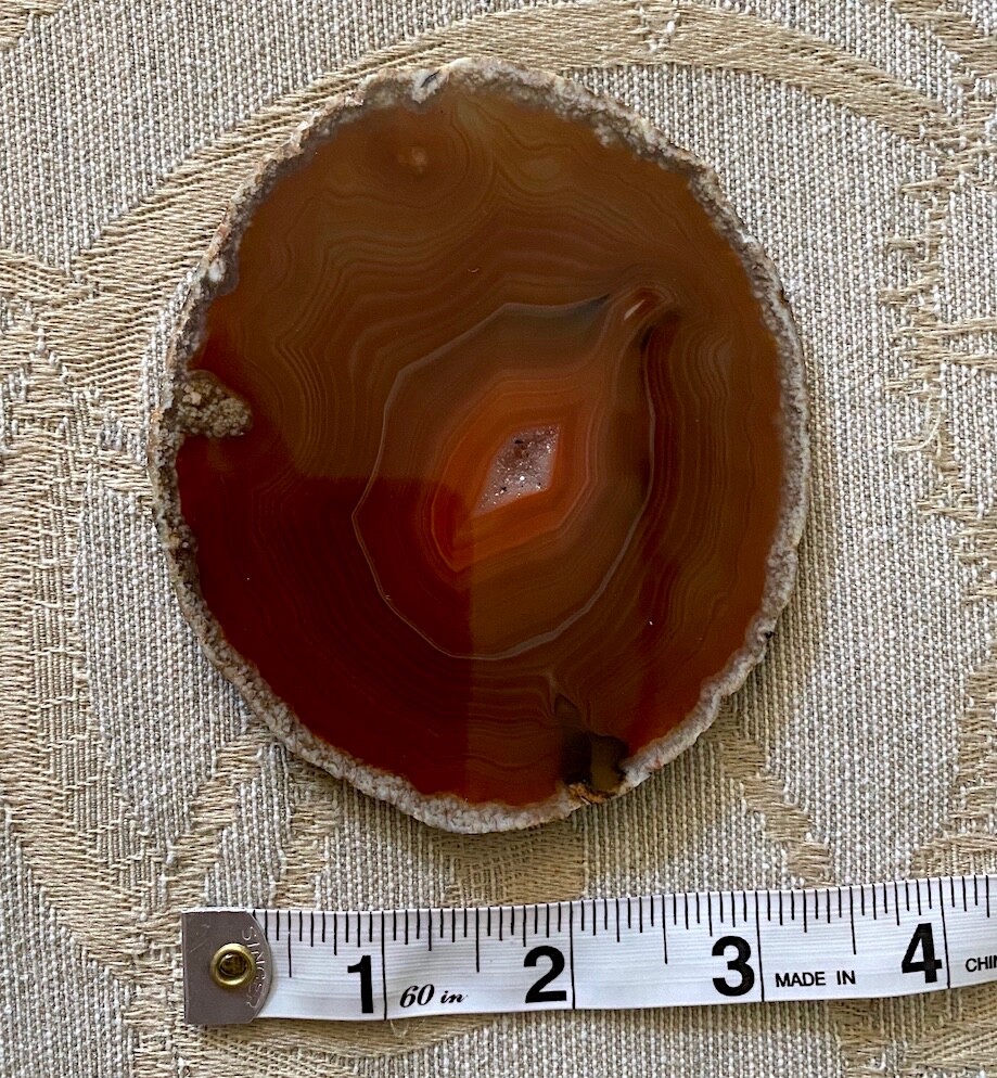 Stone Turtle Figurine on Agate Slice (#A)