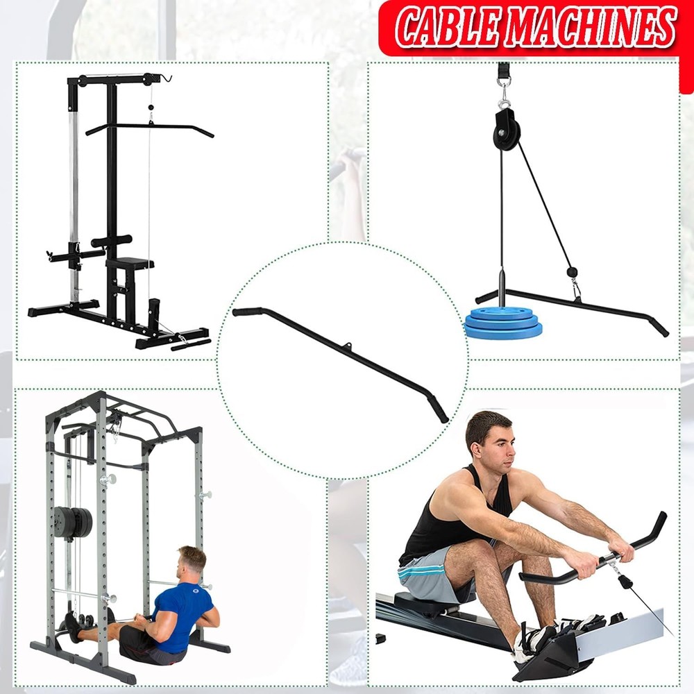 LAT Pull Down Bar Cable Machine Attachment Bar Accessories with Rubber Home Gym