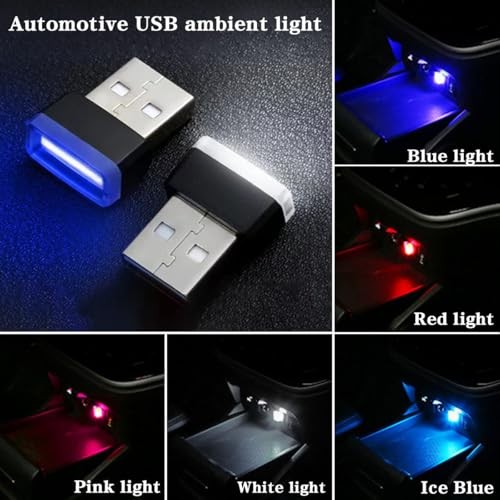 4PCS USB LED Car Interior Atmosphere Lamp, Plug-in USB Interface Ice Blue