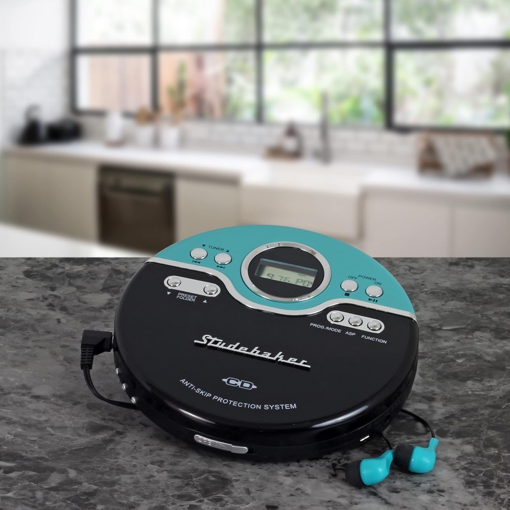 Studebaker Retro Portable CD Player | CD-R/RW MP3 Playback | Programmable