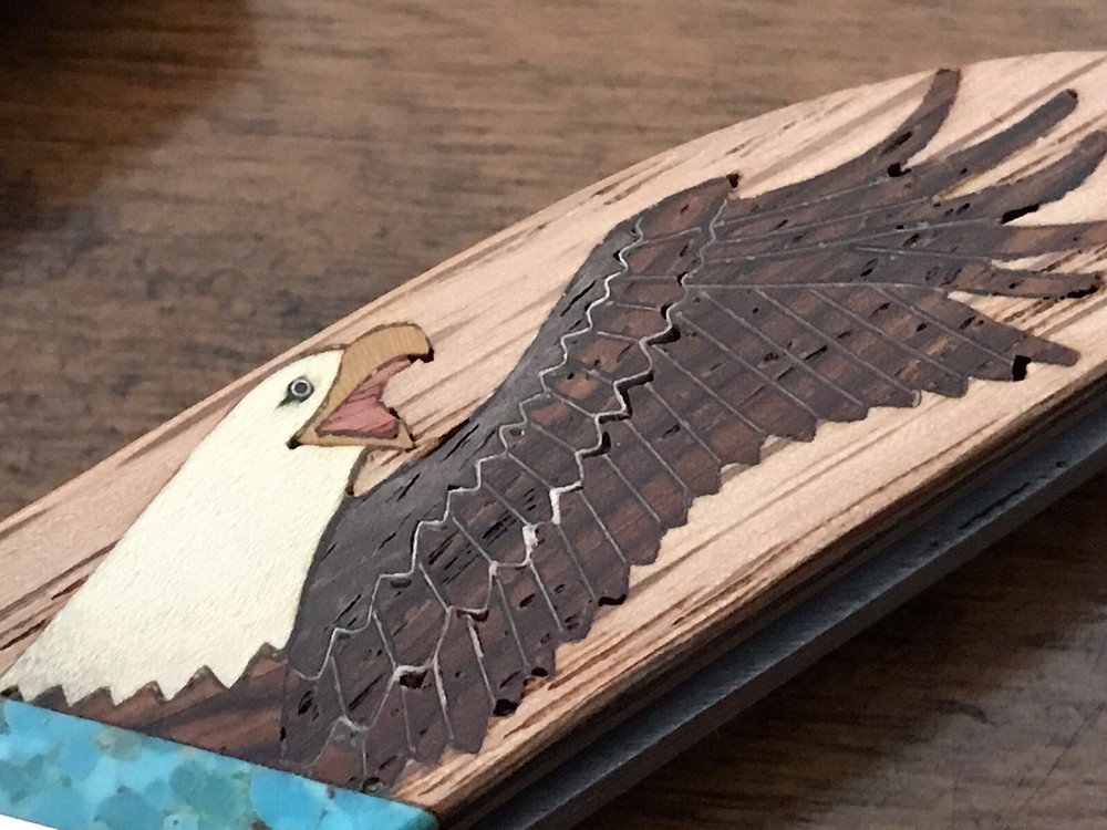 Santa Fe Stoneworks Custom Folding Knife Eagle Inlay USA