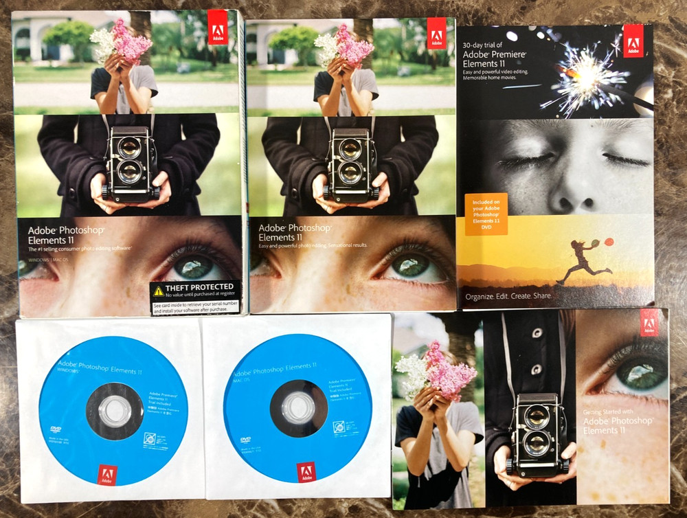 Photoshop Elements 11 For Windows & Mac OS 2012 Software w/ Serial DVD-Rom