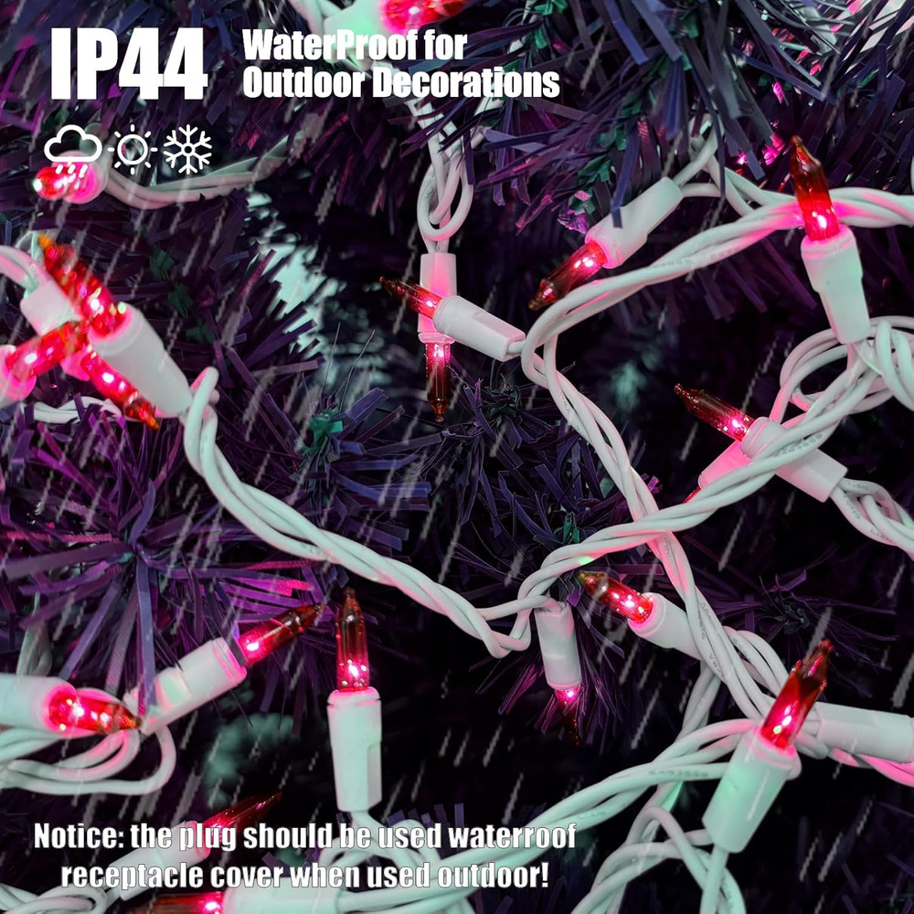 Christmas Lights 100 Count Red Christmas Tree String Lights with White Wire for