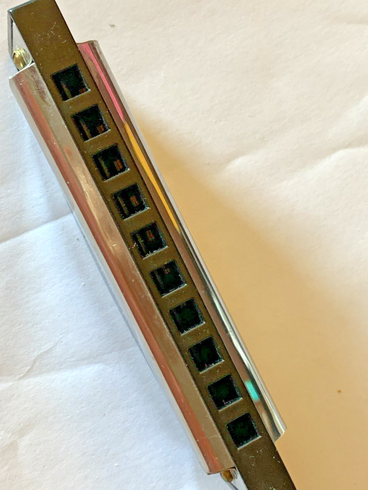 Vintage Unmarked 10 Hole Harmonica SILVER  Metal - China