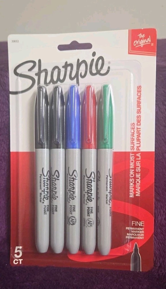 Sharpie Permanent Markers, Fine Point, Assorted Colors, 5 Count 30653