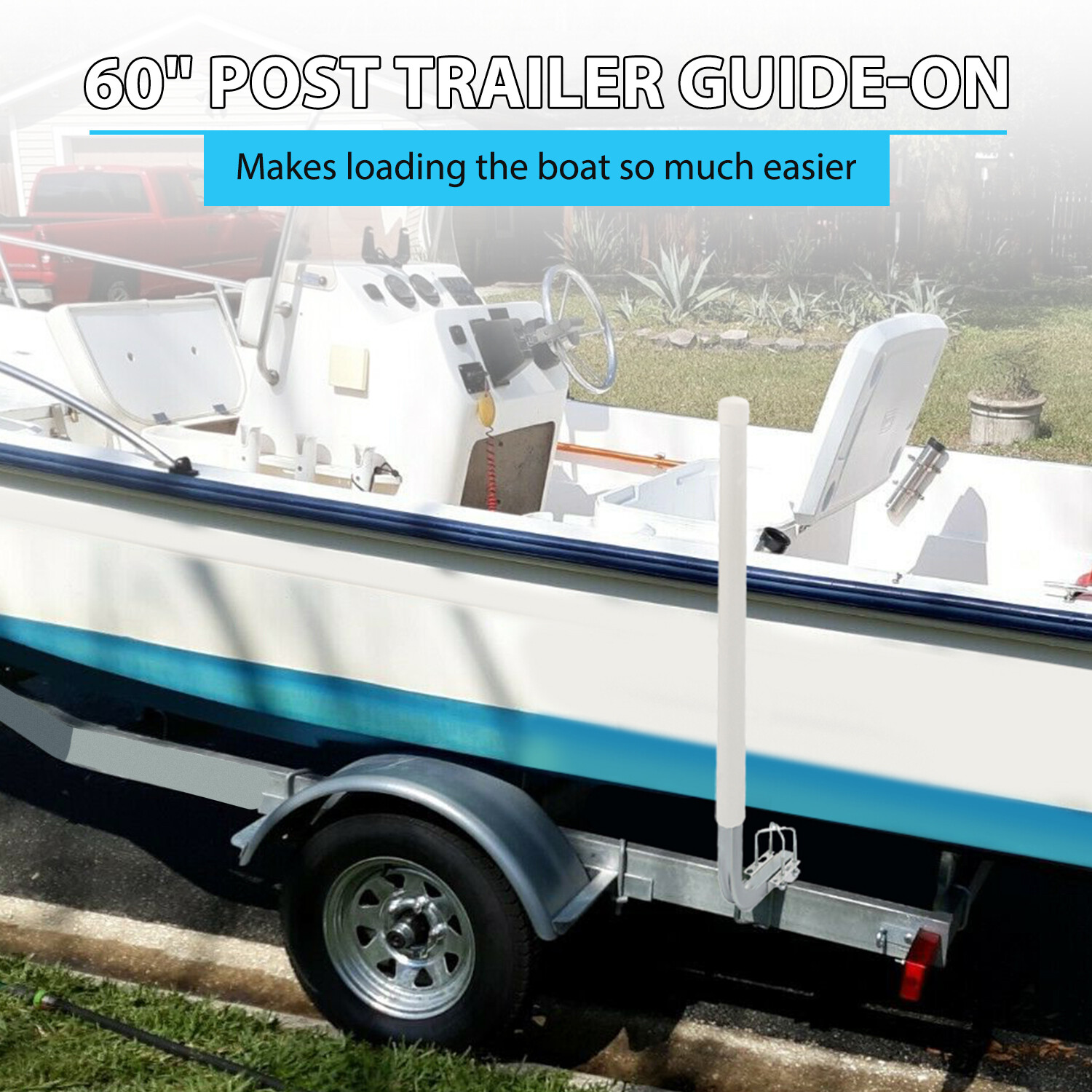 Pair 60" Boat Trailer Zinc-Plated Guide On Post Kit With PVC Poles Covers