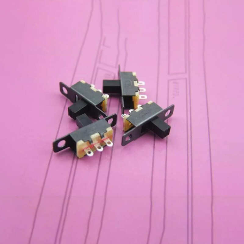 3-Pin 2-Position Mini Slide Switch SPDTT On-OFF Black Tiny PCB Solder Mounted