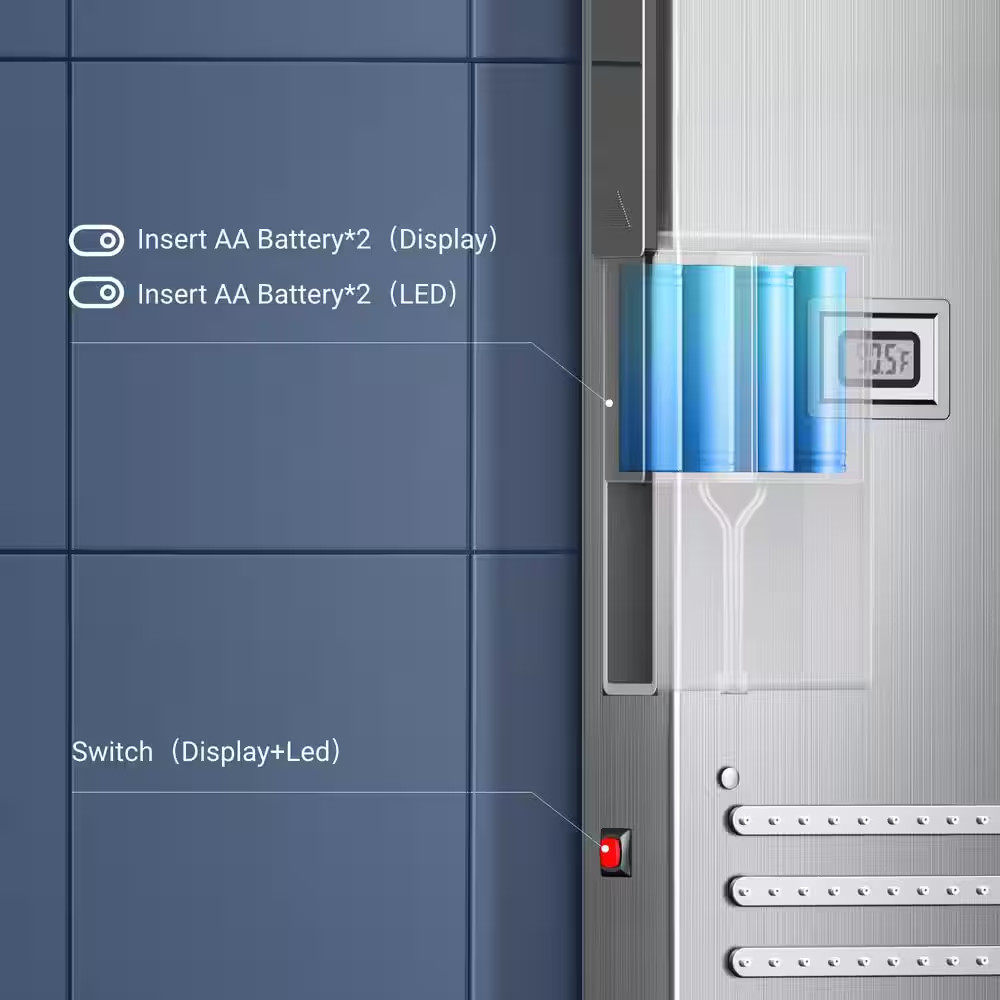 55 In. 6-Jet LED Rainfall Waterfall Shower Panel System with Adjustable Hand Bod