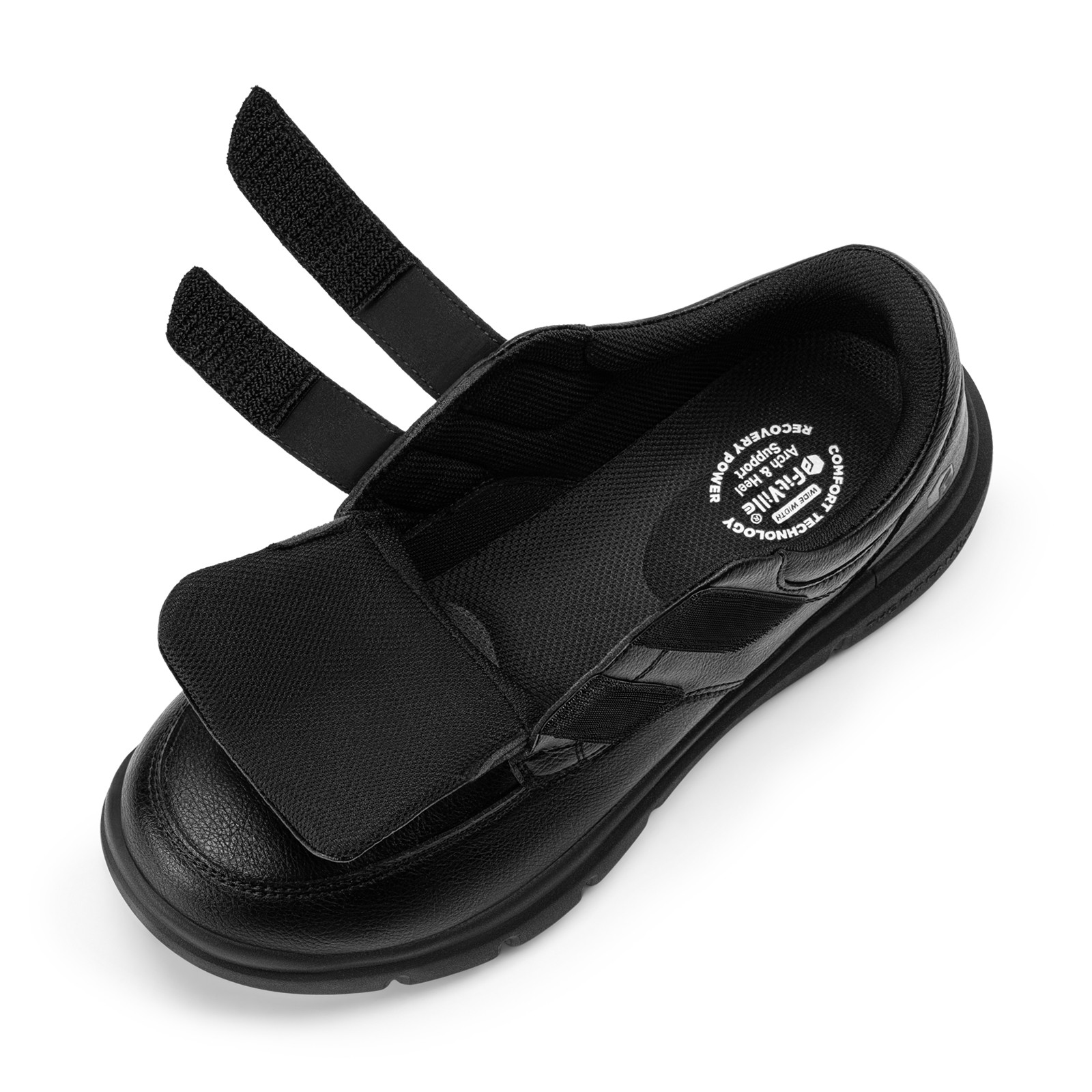 FitVille Mens Extra Wide Leather Diabetic Shoes Business Casual Dress Sneakers