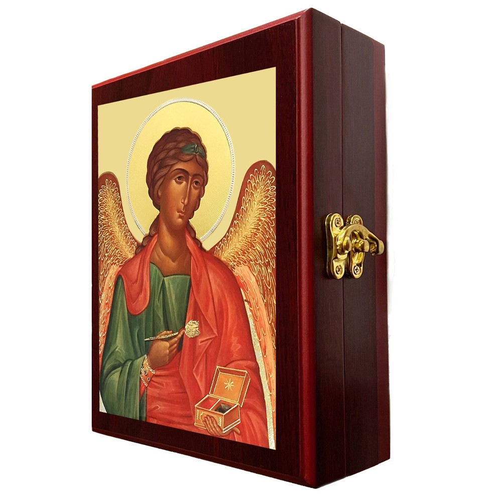 Archangel Raphael Icon WALL hanging OR TABLE Box Cherry Wood