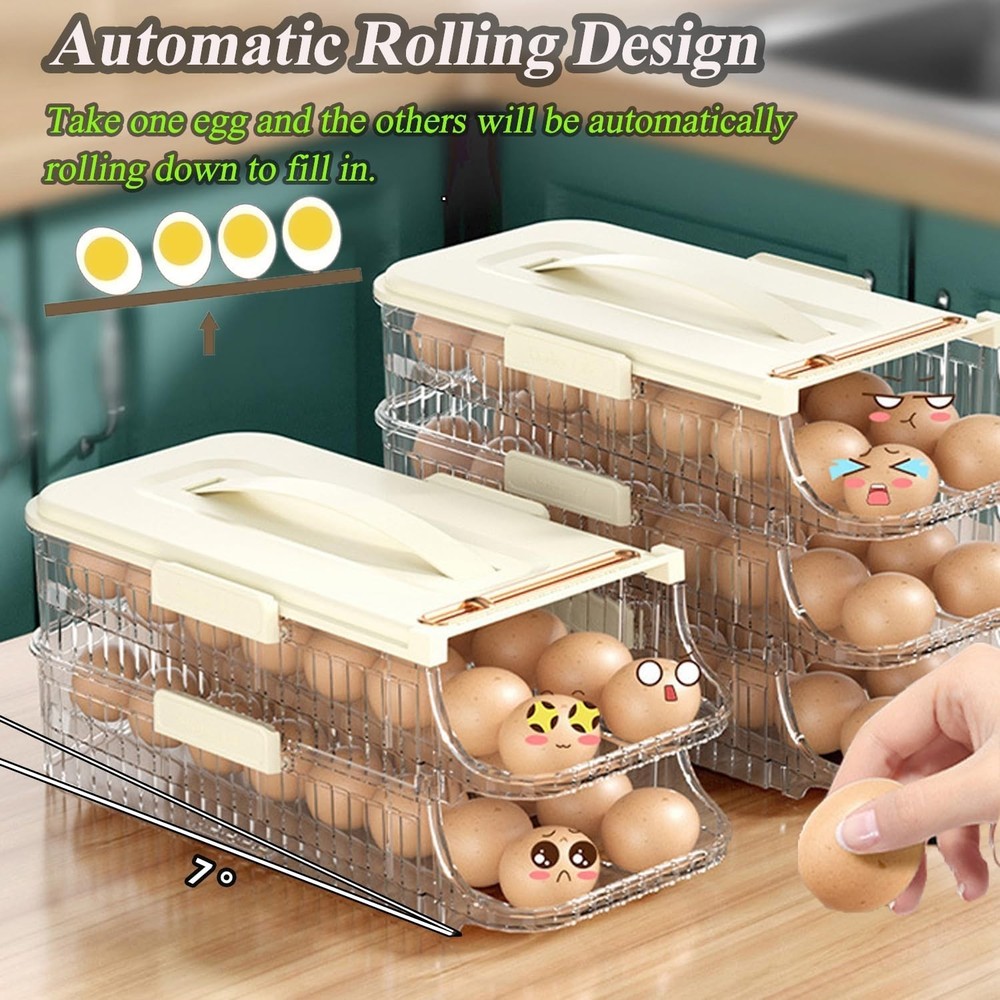 Stackable 2-Tier Egg Storage Container with Freshness Tracker - 8 Eggs Capacity