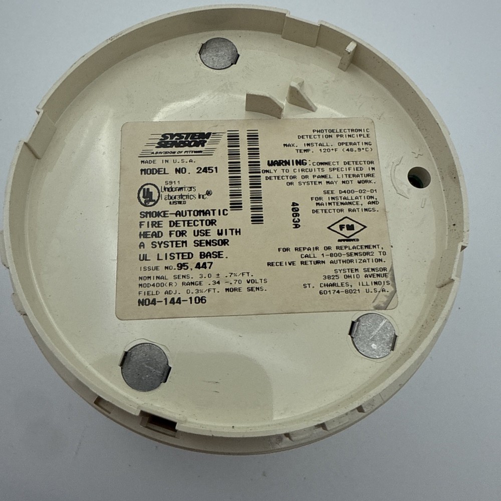 System Sensor 2451 Smoke Detector with Base