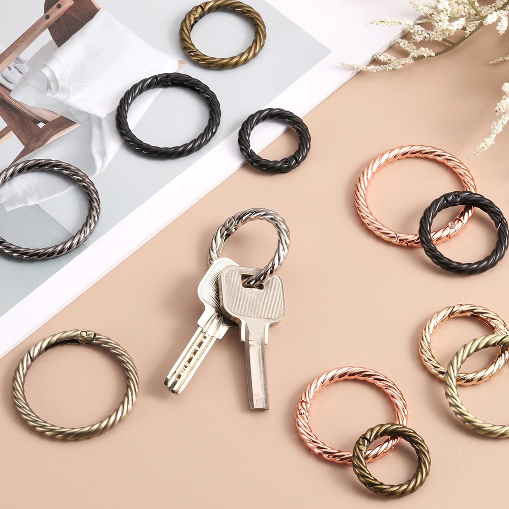 8pcs Spring O Rings 1" Round Trigger Metal Snap Hook Key Ring White