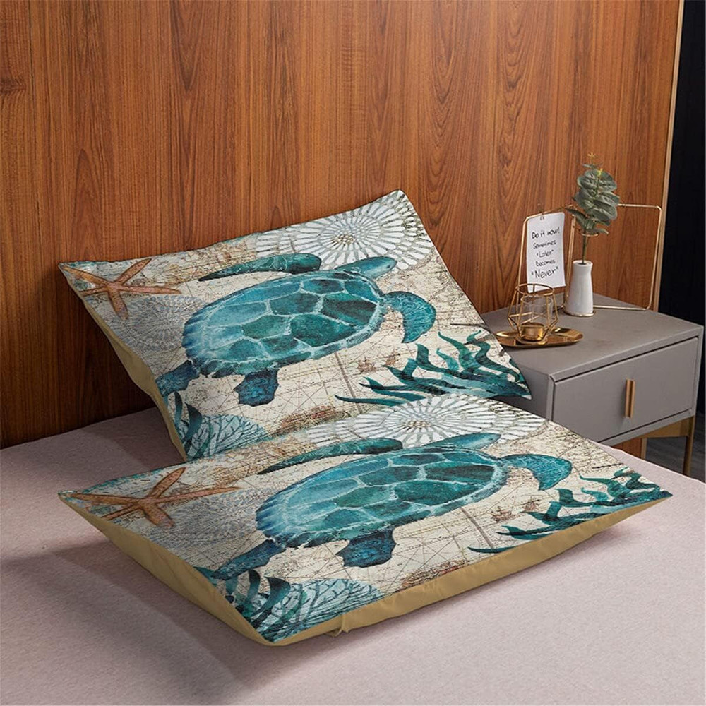 Ocean Comforter Set Turtle Comforter Set, Sea Turtle Bedding Collections Soft fo