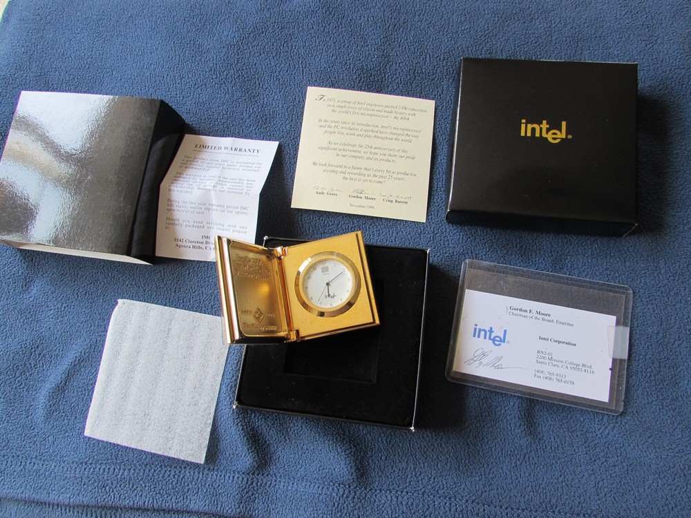 Intel 4004 First Microprocessor Anniversary Clock 1996 Gordon Moore SIGNED CARD