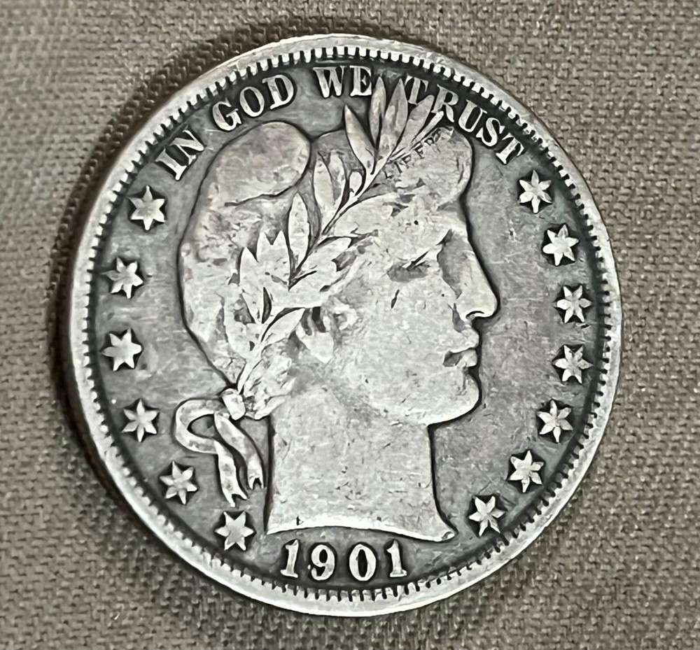 1901 barber Half Dollar , F / VF , Better grade