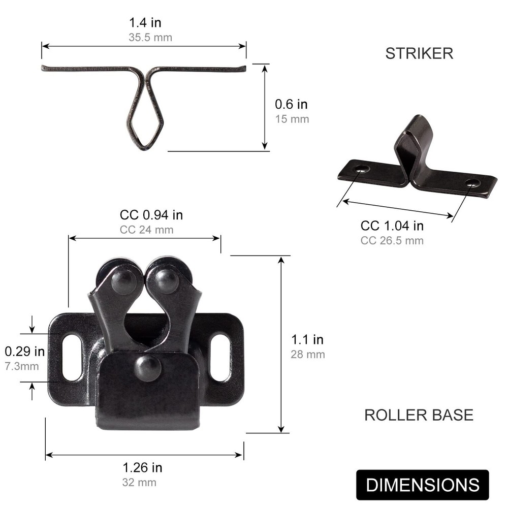 4 PCS Cabinet Latch Double Roller Catch Hardware for Cupboard Closet Kitchen Cab