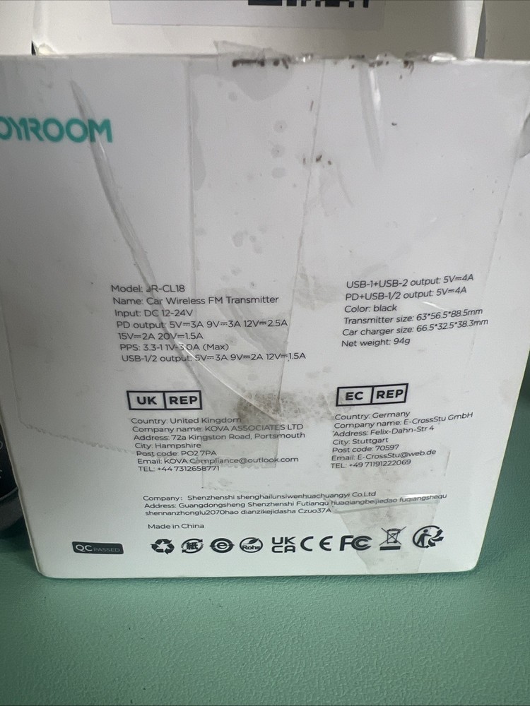 Wireless Bluetooth 5.3 FM / AUX Car Adapter Transmitter, JOYROOM JR-CL18