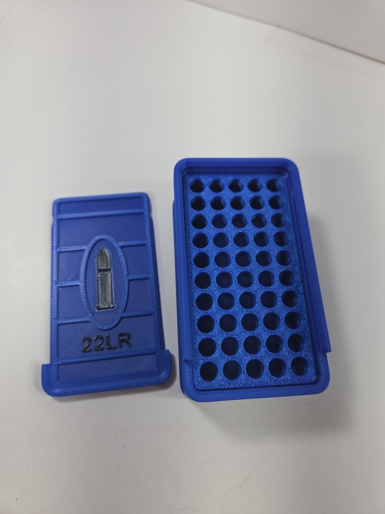 22 Long Rifle 50 Round Ammo Box Storage Blue