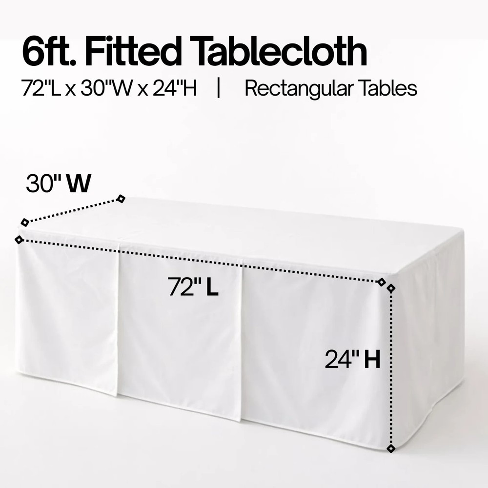 AUCTION: 6ft Premium Fitted Tablecloth for 72" x 30" Rectangular Table