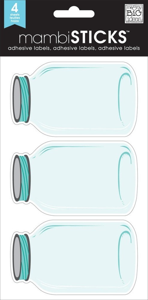 mambiSTICKS Adhesive Labels, BLUE JAR - 12 pcs