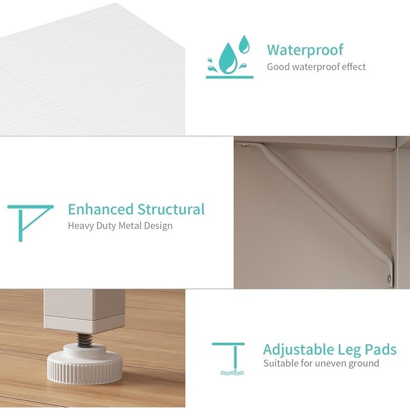 Compact Multifunctional Computer Desk Small Writing Desk W/ Storage Bag Hooks US