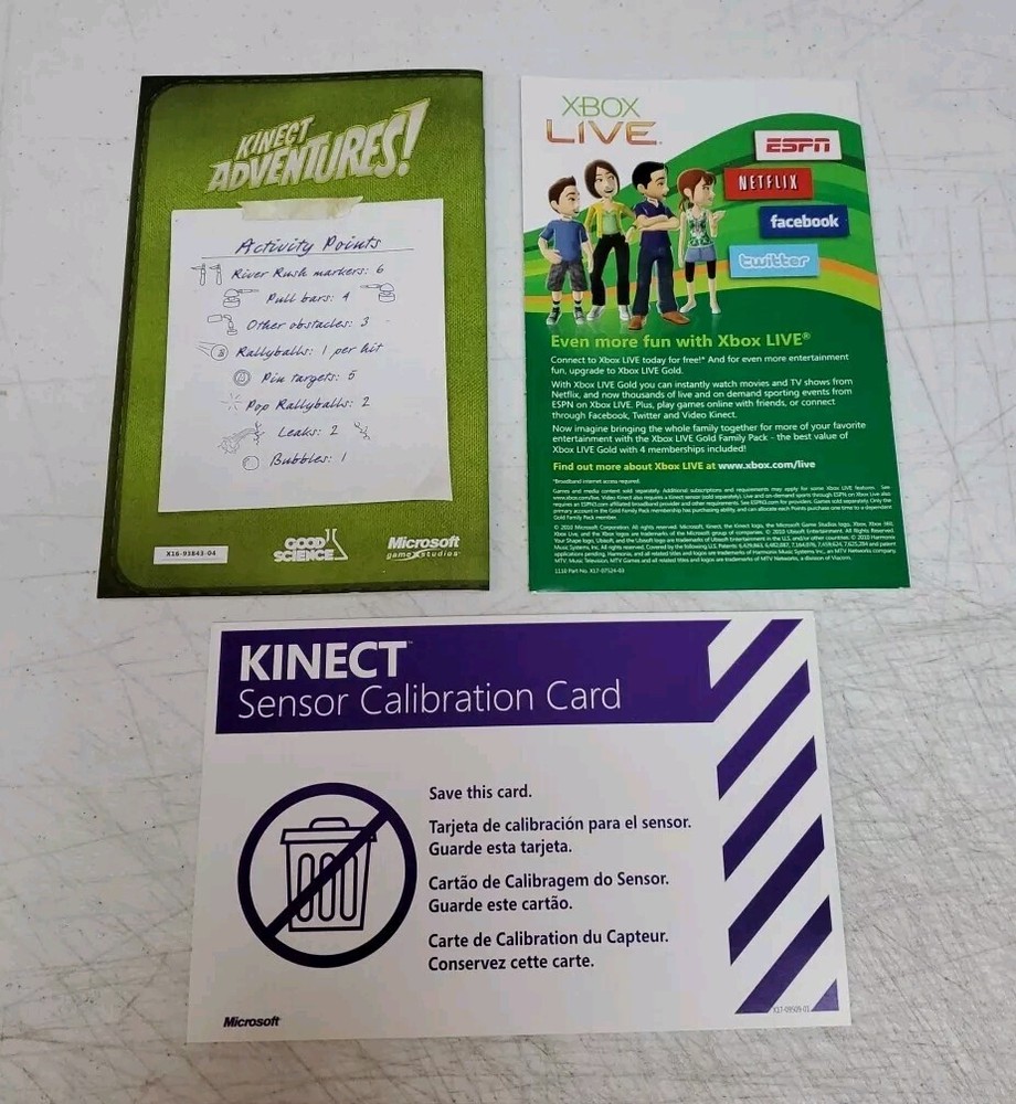 Microsoft Xbox 360 Kinect Sensor in Box w/Kinect Adventures - Tested *READ*