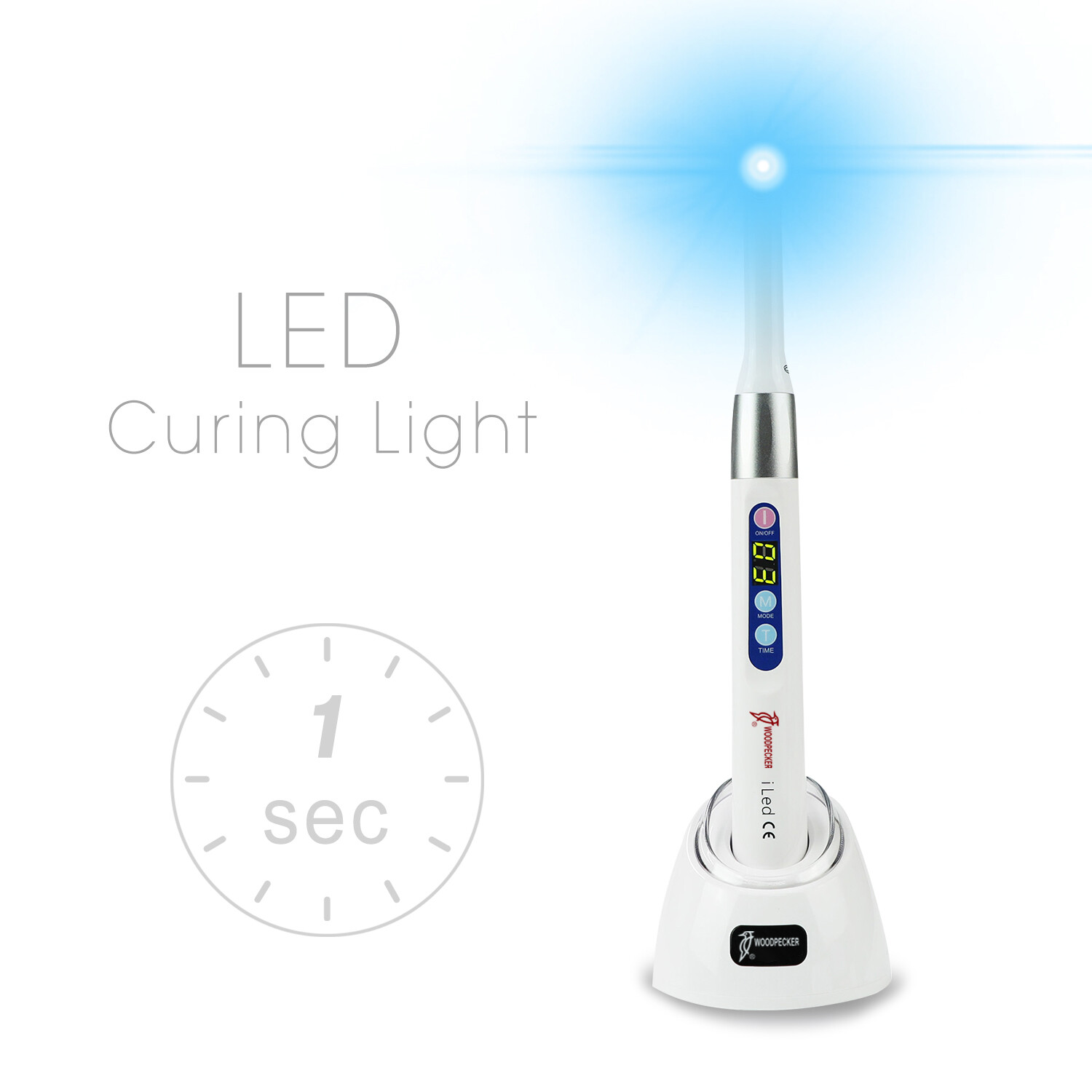 100% Genuine Woodpecker iLED Dental Curing Light Lamp 1 Sec Resin Cure 2500mw/c㎡