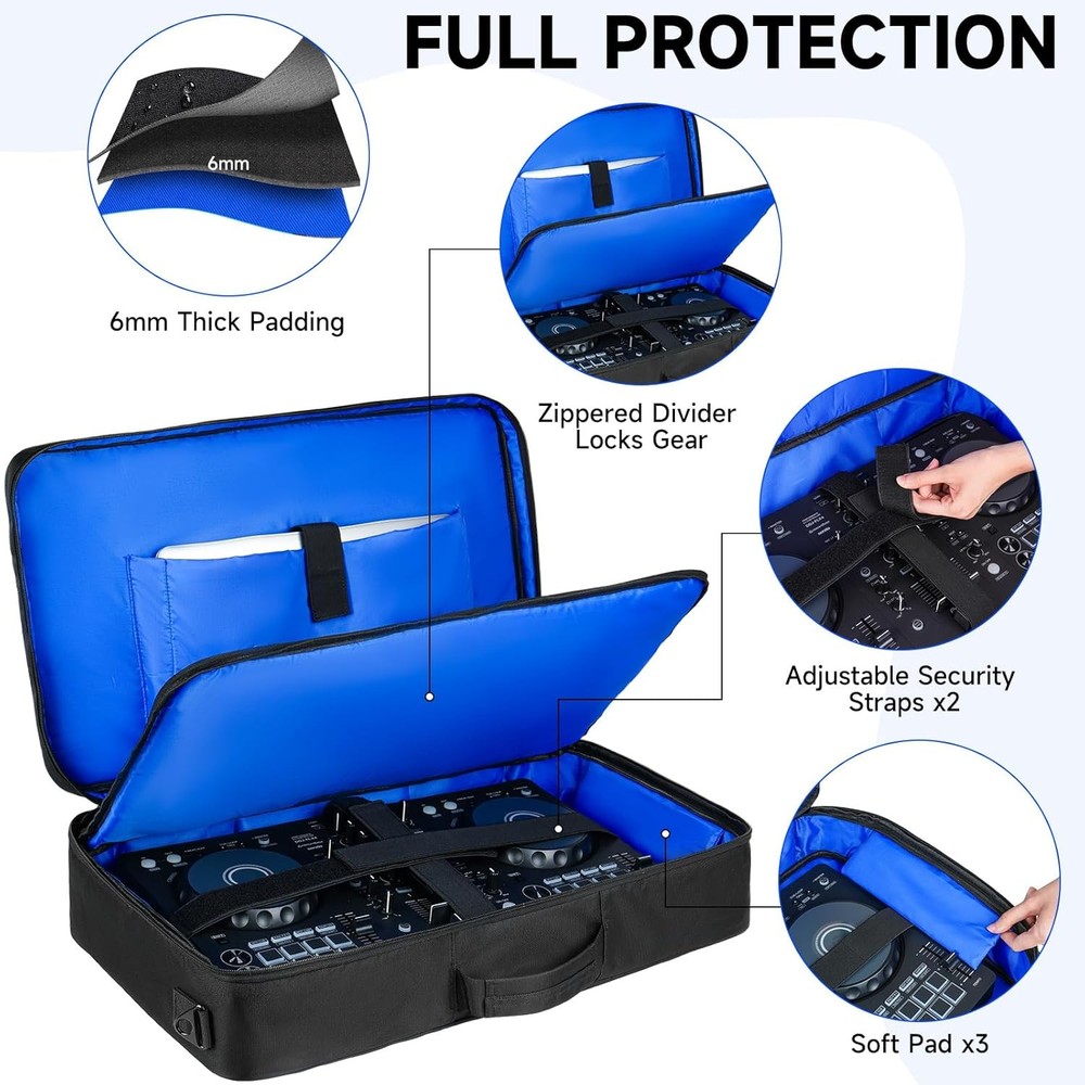 Portable Hard Shell DJ Controller Case for DDJ-FLX4, REV1, Mixtrack Pro FX
