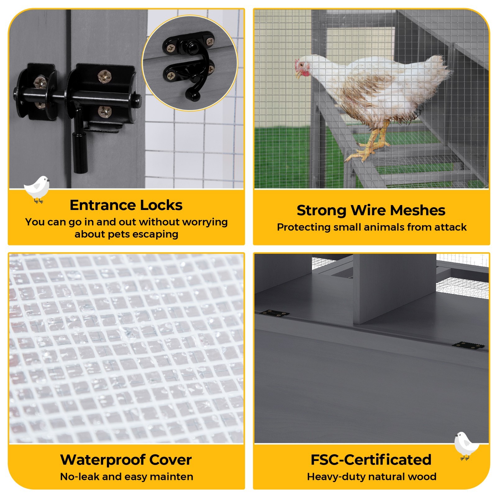 Outdoor Wooden Super-large Chicken Coop Walk-in Chicken Runs for Yard with Cover