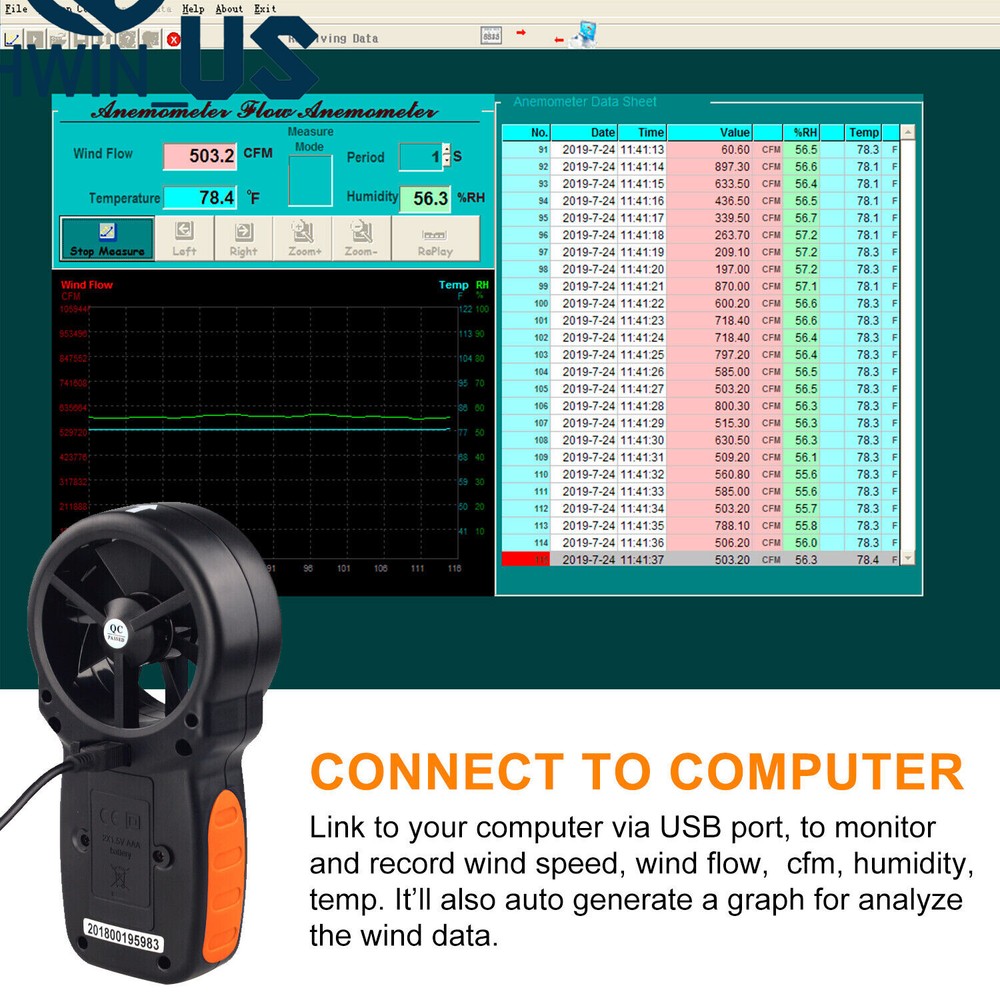 Handheld Digital LCD Anemometer Temperature Gauge Air Wind Speed Vane Meter 866A