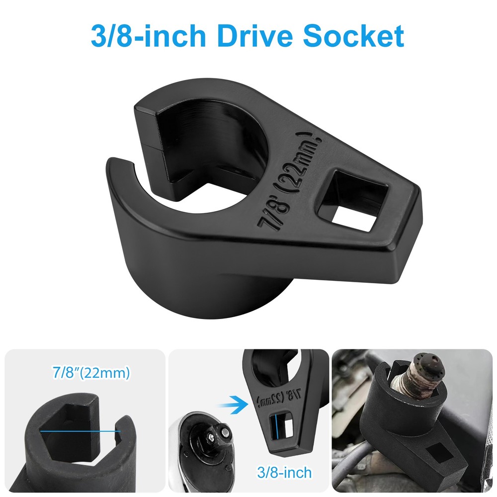 2 PCS O2 Oxygen Sensor Removal Tool Set 7/8" 22mm Slotted Socket 3/8" 1/2" Drive